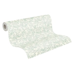 Floral non-woven wallpaper floral wallpaper Green White Floral Wallpaper country house Bedroom wallpaper 10.05m x 0.53m imagem 8