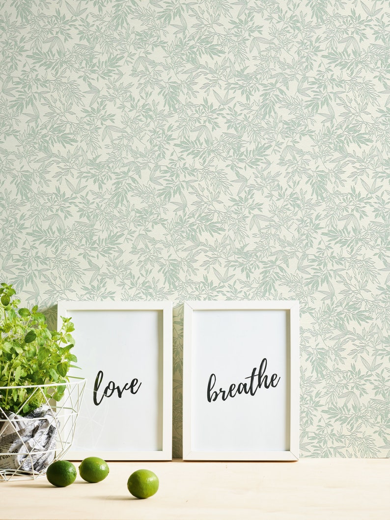 Floral non-woven wallpaper floral wallpaper Green White Floral Wallpaper country house Bedroom wallpaper 10.05m x 0.53m imagem 5