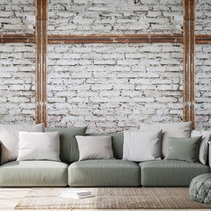 Stone wallpaper | Used-Look | Brick look | white | grey | rustic | Bedroom- living room wallpaper | 1.59 x 2.80 m