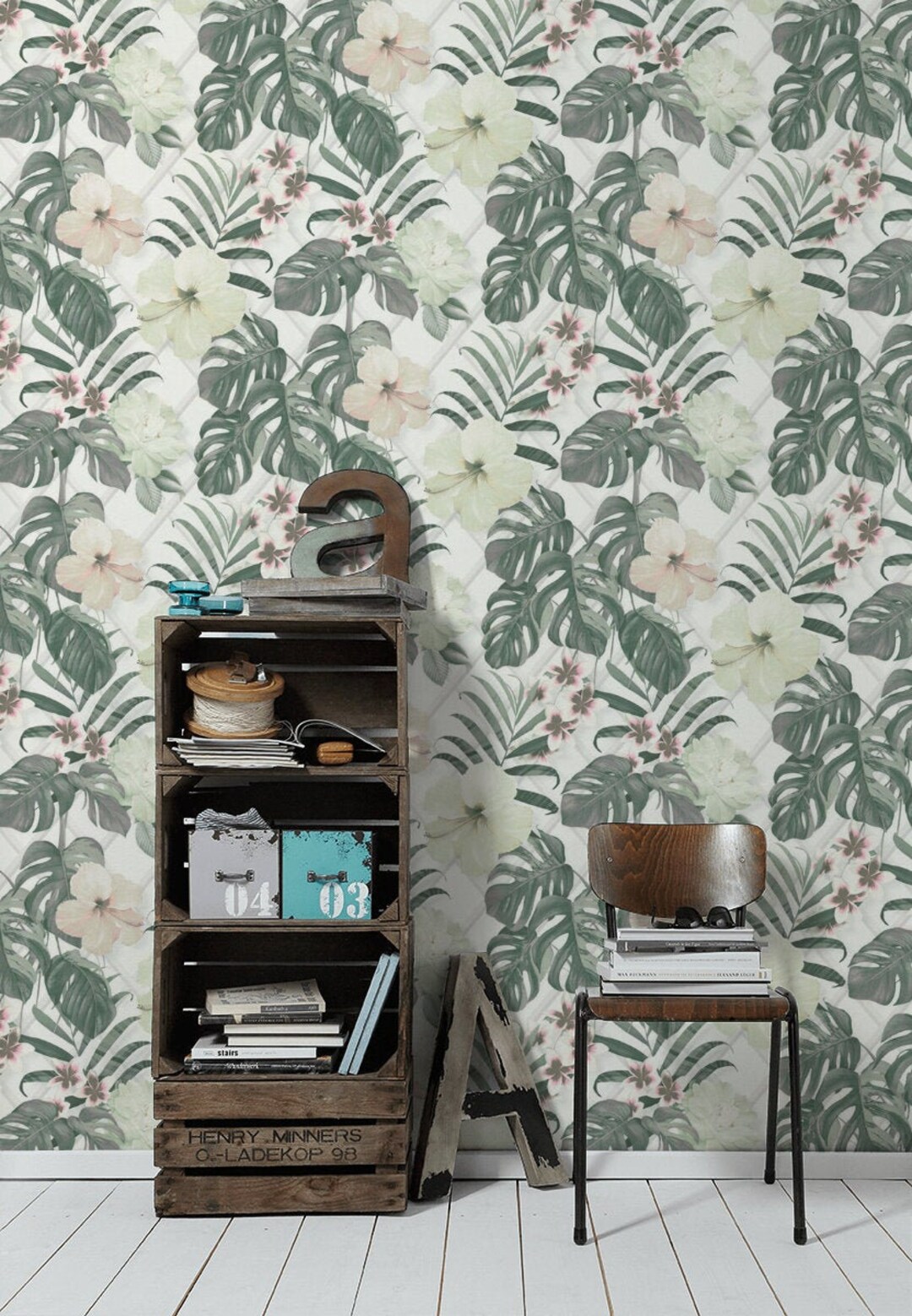 Jungle Wallpaper Vliestwallpaper Grey Green Tropical Wallpaper Pattern