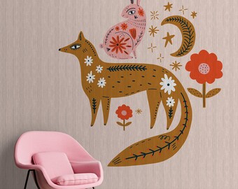 Flowers Mural Pink Brown | Animal wallpaper | abstract mural | Bedroom, kitchen, hallway, office and living room wallpaper | 4.00mx2.70m