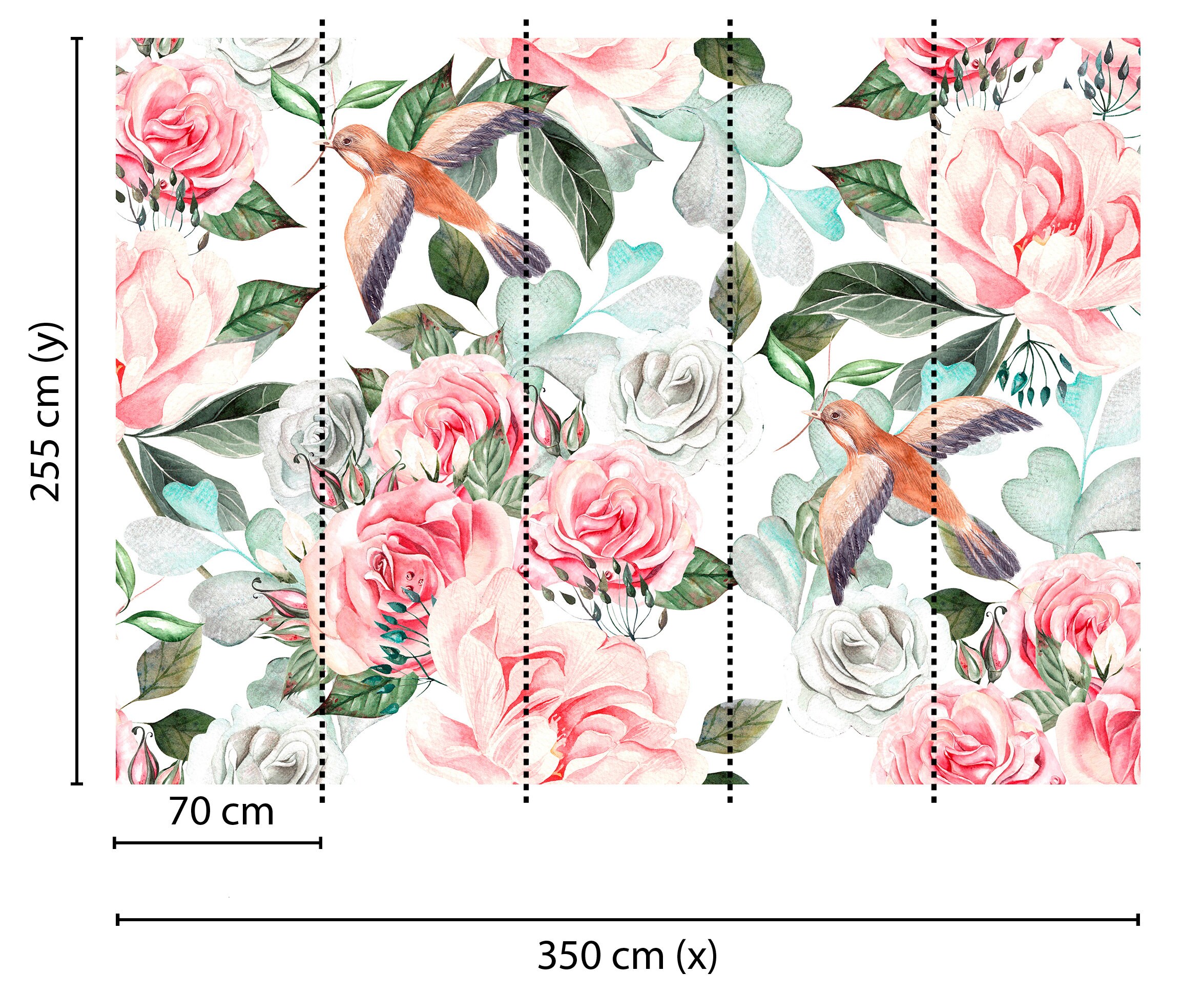 Tapete mit Blumen Rosa Grün Weiß Fototapete Paradise | Etsy