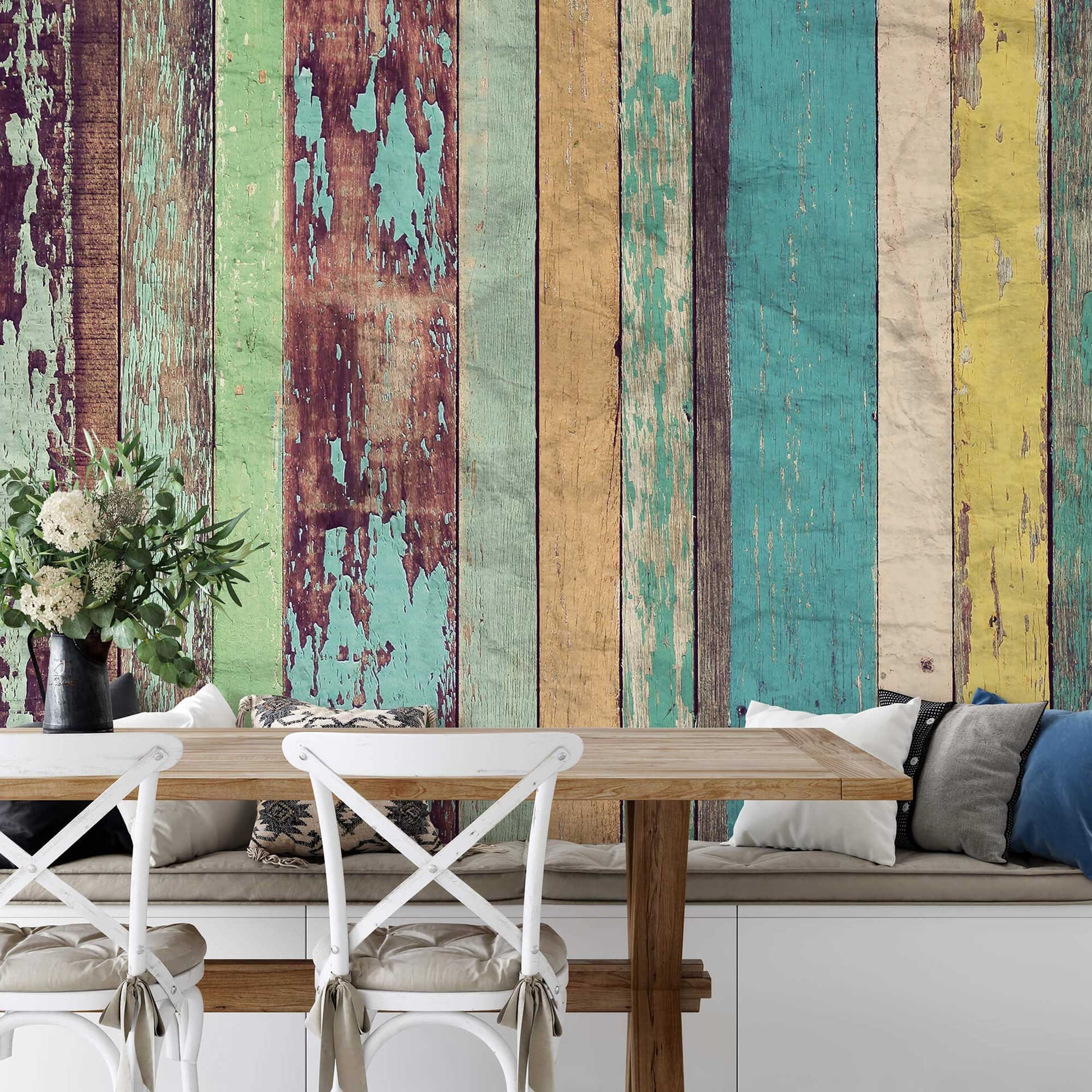 Photo Wallpaper Colored Wall Wallpaper Wood Optics - Etsy Photo Wallpaper Colored Wall Wallpaper Wood Optics - Etsy