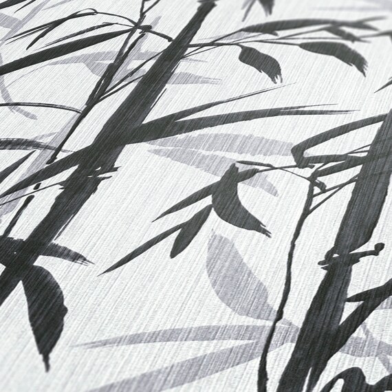 Bamboo Wallpaper Grey Black and White Designer Wallpaper - Etsy Bamboo Wallpaper Grey Black and White Designer Wallpaper - Etsy