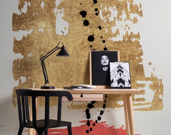 Mural Modern Gold Black White | Wallpaper Modern Dots | Bedroom, hallway, office and living room wallpaper | 2.00 m x 2.80 m