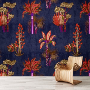 Mural Modern Palms | Jungle | blue | Pattern wallpaper | Bedroom, kitchen, hallway, office and living room wallpaper | 4.00mx2.70m
