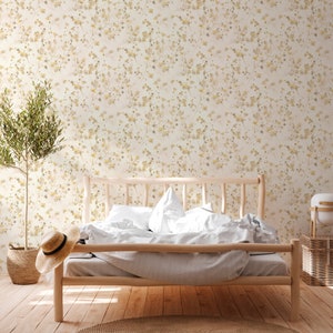 Carta da parati floreale floreale | piccoli fiori | | in giallo e verde Camera da letto, cucina, corridoio e soggiorno carta da parati | 10,05mx0,53m