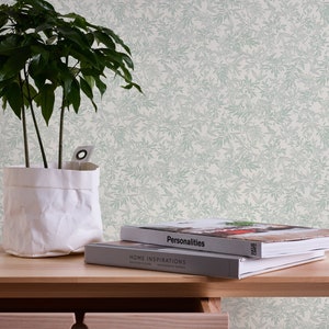 Floral non-woven wallpaper floral wallpaper Green White Floral Wallpaper country house Bedroom wallpaper 10.05m x 0.53m imagem 2