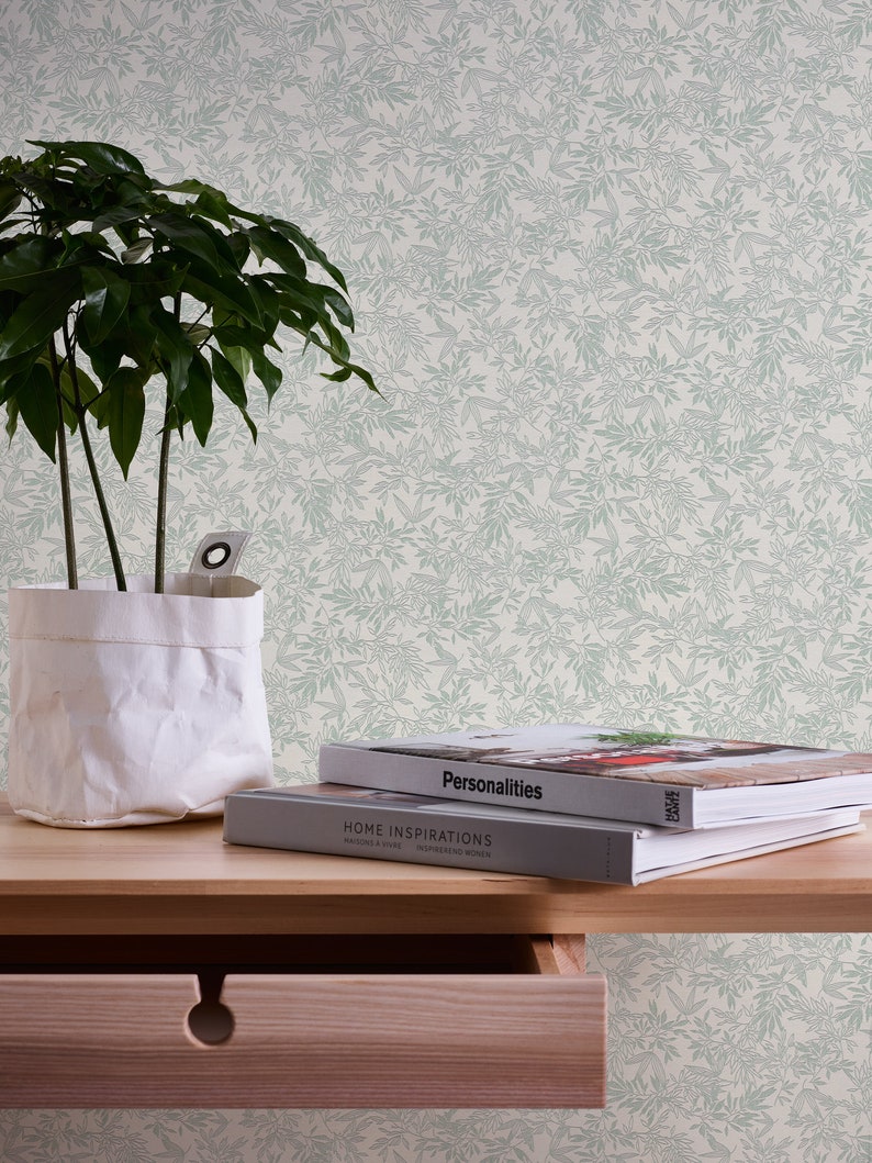 Floral non-woven wallpaper floral wallpaper Green White Floral Wallpaper country house Bedroom wallpaper 10.05m x 0.53m image 2