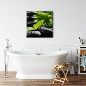 Canvas Painting Nature | Modern | Black Green | Canvas on stretcher frame | Mural | Decorative picture | 50 cm x 50 cm