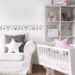 Einhorn Bordüre selbstklebend für Kinderzimmer | Mädchen Tapete mit Lama in Rosa | Flamingo Tapete mit Panda ideal für Mädchenzimmer