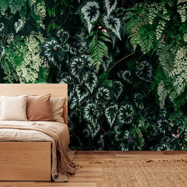 Mural palm trees green black | Wallpaper Jungle | Rainforest wallpaper | Bedroom, kitchen, hallway, office and living room wallpaper | 4.00mx2.70m