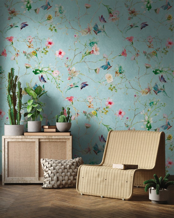 turquoise wallpaper for bedroom