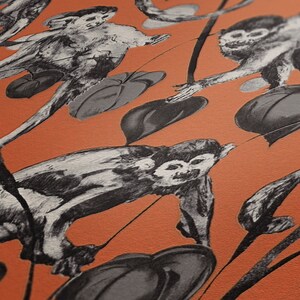 Natural wallpaper orange grey black Jungle wallpaper with monkeys Bedroom, kitchen, hallway, office and living room wallpaper 10.05mx0.53m image 7