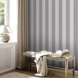 Carta da parati non tessuta a strisce | Carta da parati a righe | Grigio | Grigio chiaro | Strisce | Casa di campagna | Camera da letto, soggiorno, carta da parati corridoio | 10,05 m x 0,53 m