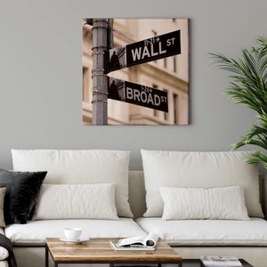 Canvas New York | Cities Buildings | Black and White | Canvas on stretcher frame | Mural | Skyline | Decorative picture | 50 cm x 50 cm