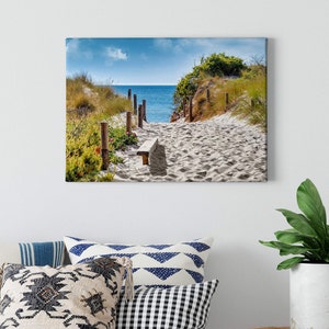 Canvas Painting Coast | Beach | Canvas on stretcher frame | Coast View | Mural | Decorative picture | 70 cm x 50 cm