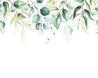 Fototapete | Aquarell Leaves | Florale Tapete | Rankentapete | Pflanzen | Schlafzimmer-,Wohnzimmer-,Flurtapete | 3,50 m x 2,55 m