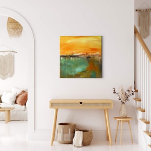 Canvas Art | Paintings | Yellow Green | Canvas on stretcher frame | Mural | Decorative picture | 50 cm x 50 cm
