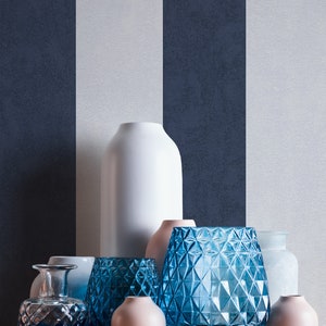 Striped Wallpaper in White Blue wallpaper with stripes dark blue Non-woven wallpaper living room bedroom children's room kitchen 10.05m x 0.53m image 4