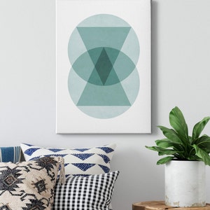 Triángulo circular de lienzo | | azul | minimalista | moderno Lienzo en el marco de la camilla | | mural | decorativas 50 cm x 70 cm