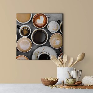 Canvas painting Coffee | Food Drinking | Brown Grey | Canvas on stretcher frame | Mural | Decorative picture | 50 cm x 50 cm