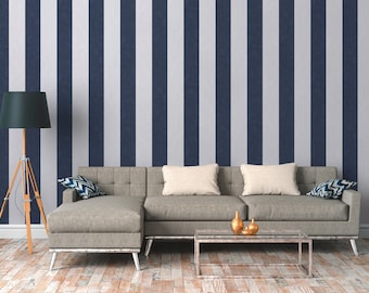 Striped Wallpaper in White Blue | wallpaper with stripes dark blue | Non-woven wallpaper living room bedroom children's room kitchen | 10.05m x 0.53m