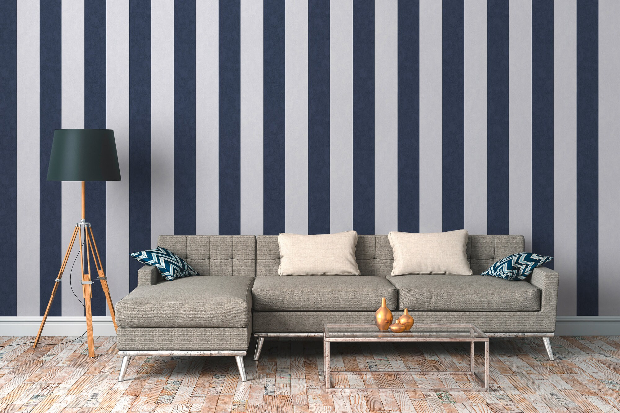 Dark Blue Striped Wallpaper