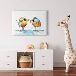 Murals Animals | Children&#39;s room | Blue Yellow | | image on canvas Canvas on stretcher frame | Decorative picture | 70 x 50
