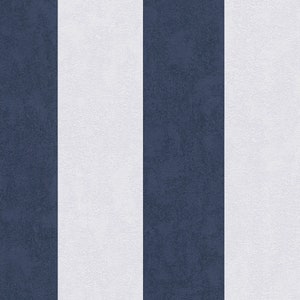 Striped Wallpaper in White Blue wallpaper with stripes dark blue Non-woven wallpaper living room bedroom children's room kitchen 10.05m x 0.53m image 2
