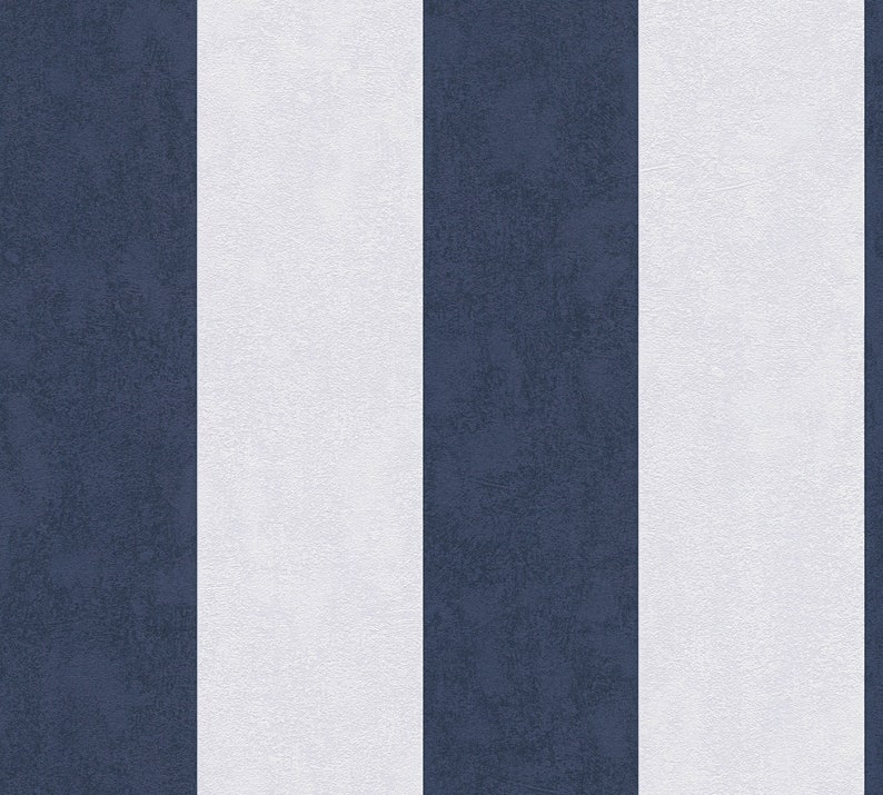 Striped Wallpaper in White Blue wallpaper with stripes dark blue Non-woven wallpaper living room bedroom children's room kitchen 10.05m x 0.53m image 2