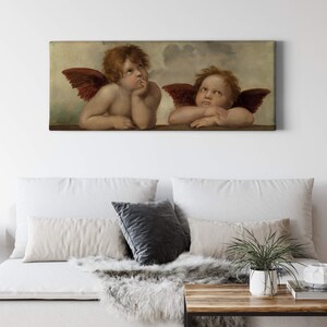 Leinwandbild Engel | Kunst | Rot Grün Blau | Leinwand auf Keilrahmen | Wandbild Baby | Dekobild | 40 cm x 100 cm