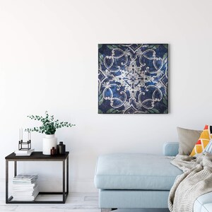 Canvas Vintage | | patterns Blue Grey | Canvas on stretcher frame | Mural | Decorative picture | 50 cm x 50 cm