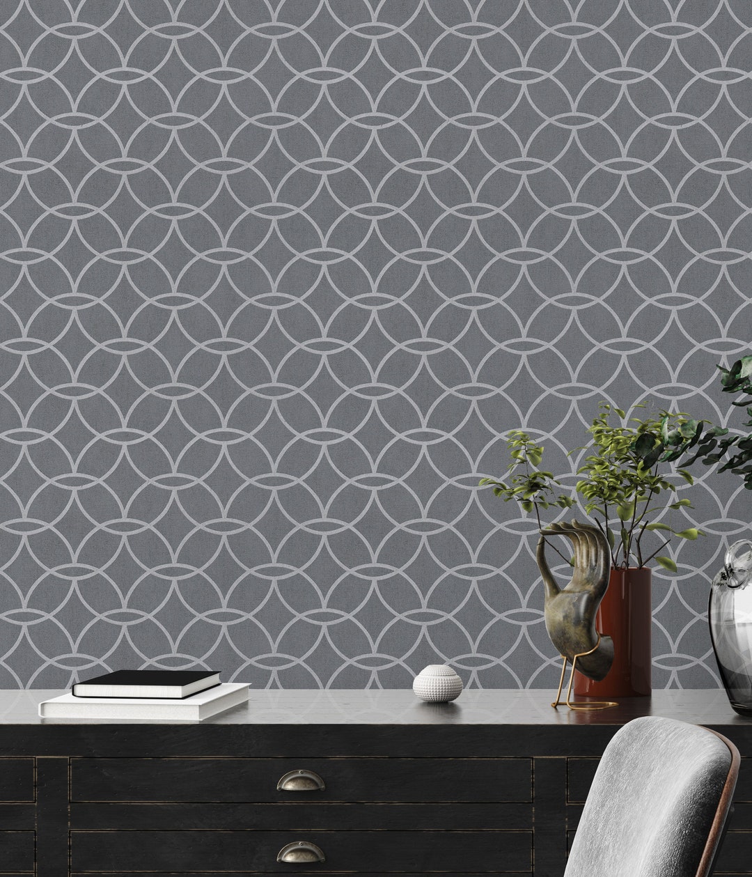 Geometric Wallpaper Grey Silver Design Wallpaper Modern Pattern