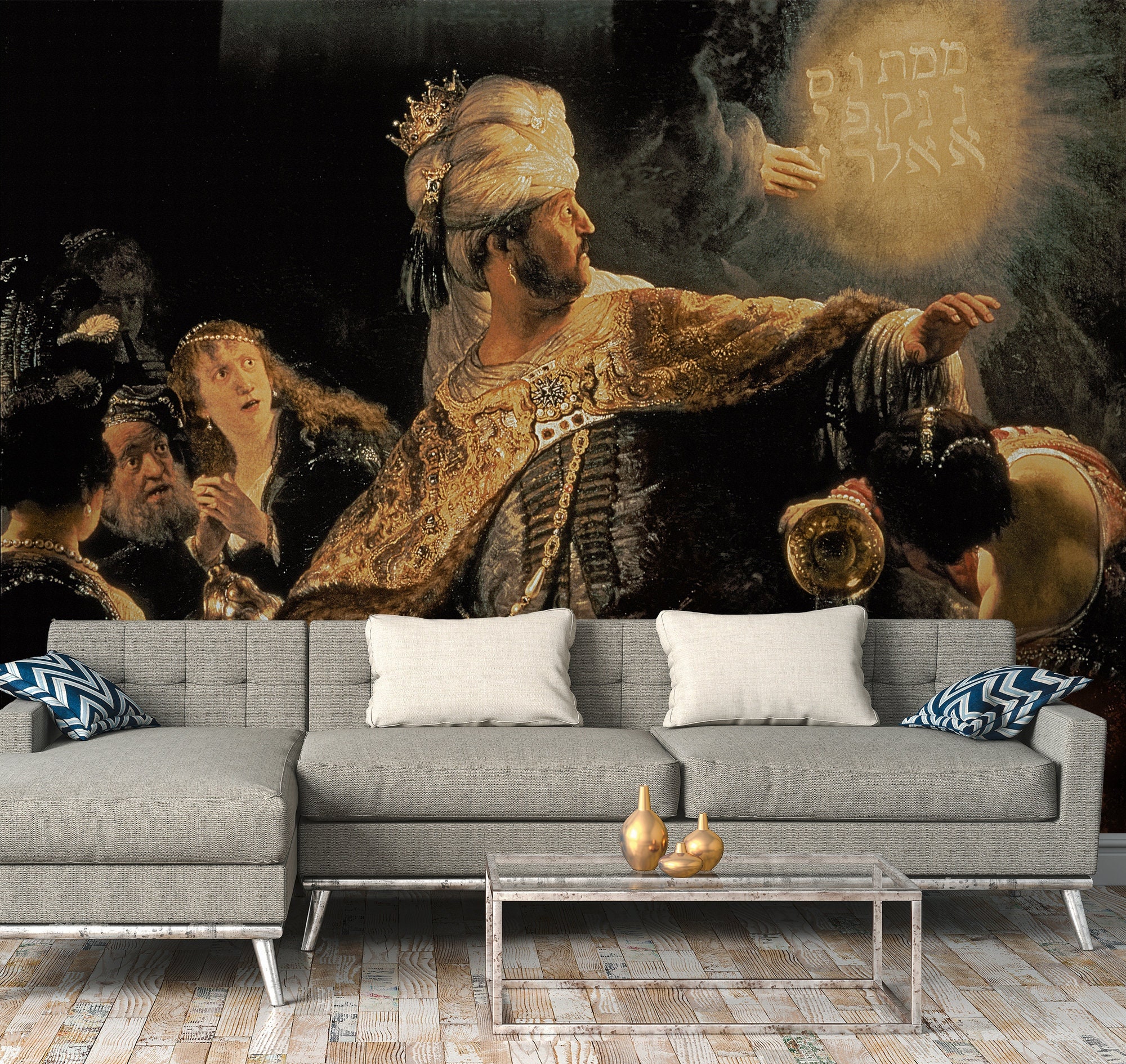 Rembrandt Wallpaper | Belshazzar's Feast c.1636-38 | Religion | Painting | Art | Artwork | Living Room,Bedroom,Kitchen,Hallway Wallpaper