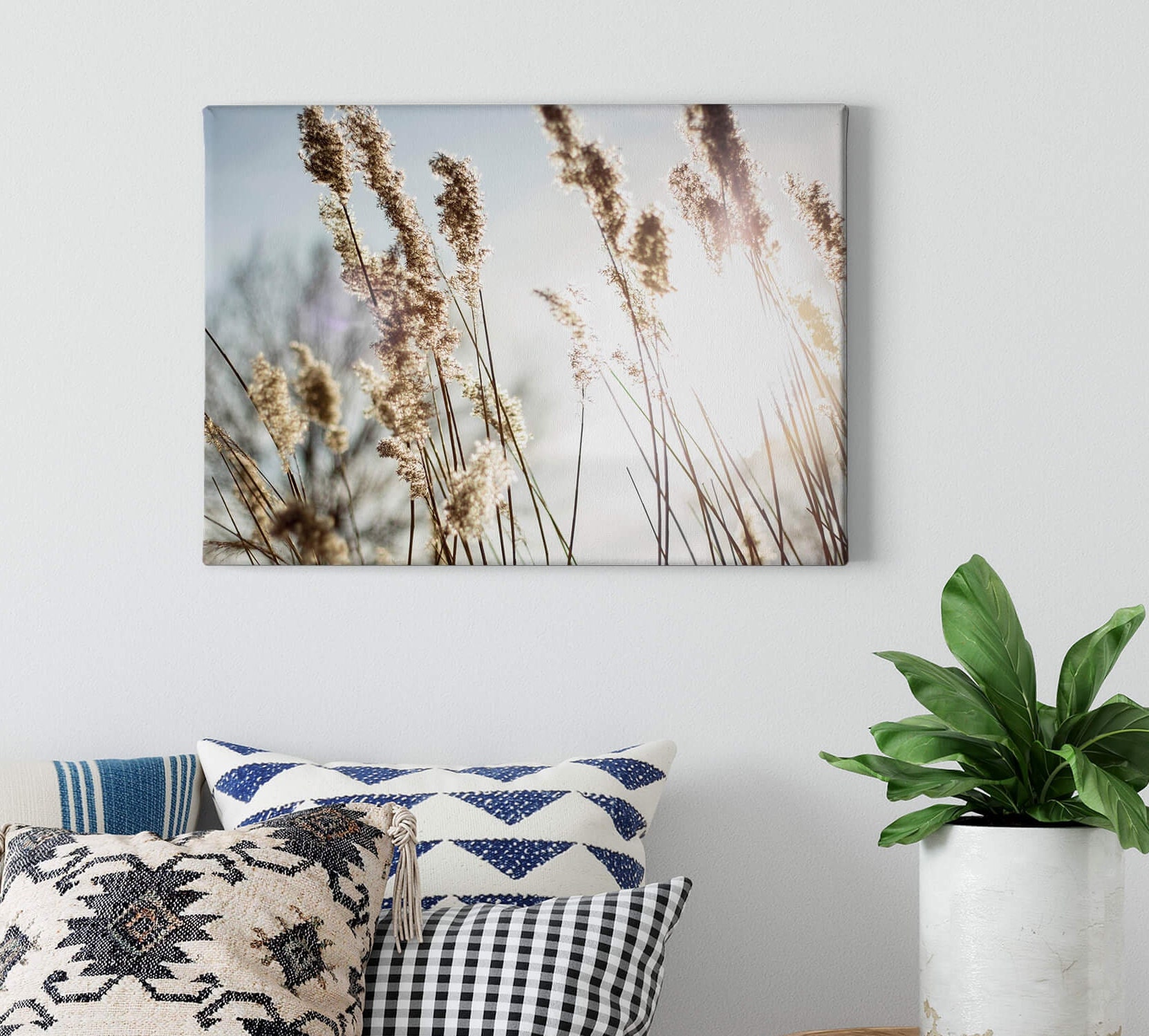 Canvas painting Pampasgrass | brown | Canvas on stretcher frame | Pampas grass | Mural | Decorative picture | 70 cm x 50 cm
