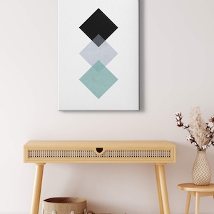 Canvas painting Squares | Water Element | blue | Minimalist | Modern | Canvas on stretcher frame | Mural | Decorative picture | 50 cm x 70 cm