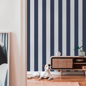Striped Wallpaper in White Blue wallpaper with stripes dark blue Non-woven wallpaper living room bedroom children's room kitchen 10.05m x 0.53m image 5