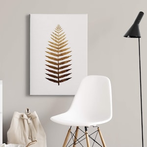 Canvas Print Golden Fern | golden brown | white background | Golden Fern | canvas on stretcher | Mural | Deco image | 50cm x 70cm
