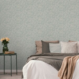 Floral non-woven wallpaper floral wallpaper Green White Floral Wallpaper country house Bedroom wallpaper 10.05m x 0.53m imagem 3