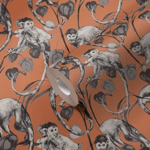 Natural wallpaper orange grey black Jungle wallpaper with monkeys Bedroom, kitchen, hallway, office and living room wallpaper 10.05mx0.53m image 5