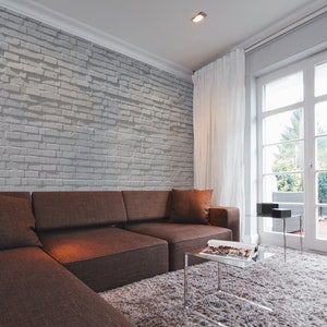 Mural Stone Wall Grey | Wallpaper stone wall stone look | Bedroom, hallway, office and living room wallpaper | 5.00 m x 0.50 m