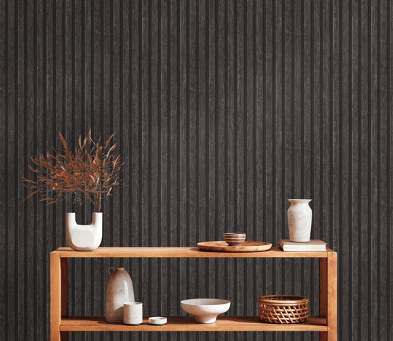 Papel pintado 3D paneles de aspecto de madera papel pintado no tejido  paneles de madera escandinavos papel pintado de pared moderno listones  pared de madera madera natural marrón beige gris negro 