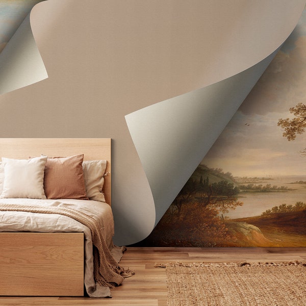 Abstract mural beige brown | Mural Landscape | Vintage | Bedroom, kitchen, hallway, office and living room wallpaper | 4.00mx2.70m