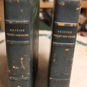 87 Yrs!, British Poetry and Prose, 2 Volumes, /Edited Paul Lieder / 1938 Houghton Mifflin Volumes / Beowulf to Yeats