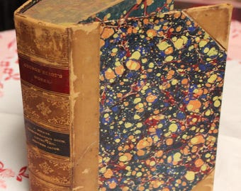 145 Yrs Old, 6 Books, 1880s George Eliot's Complete Works, Six Volumes  / Bound in Leather With Marbled Sides and Endpapers