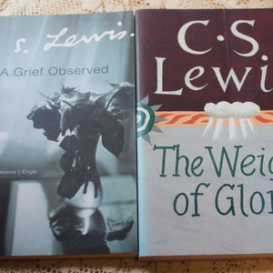 C. S. Lewis, 2 Softcover Books - The Weight of Glory and A Grief Observed / 2000 Vintage / Religion, Christianity, Classic, Theology, Gift