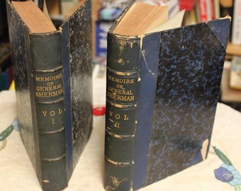 150 Yrs Old! Memoirs Of General W T Sherman By Himself Vol 1 & 2 / 1875 Antique First Edition Hardcover /American History, Civil War