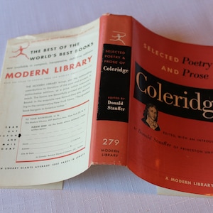 74 Yrs Old, Selected Poetry, Prose of Coleridge / Editor Donald Stauffer / Modern Library / 1951 Vintage Poetry HC / Samuel Taylor Coleridge