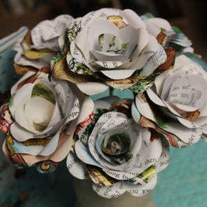 Winnie-the-Pooh Book Page Roses, Set of 6, Handmade Paper Flowers, Bookish Decor